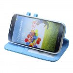 Wholesale Samsung Galaxy S4 Diamond Leather Wallet Case with Stand (Blue)